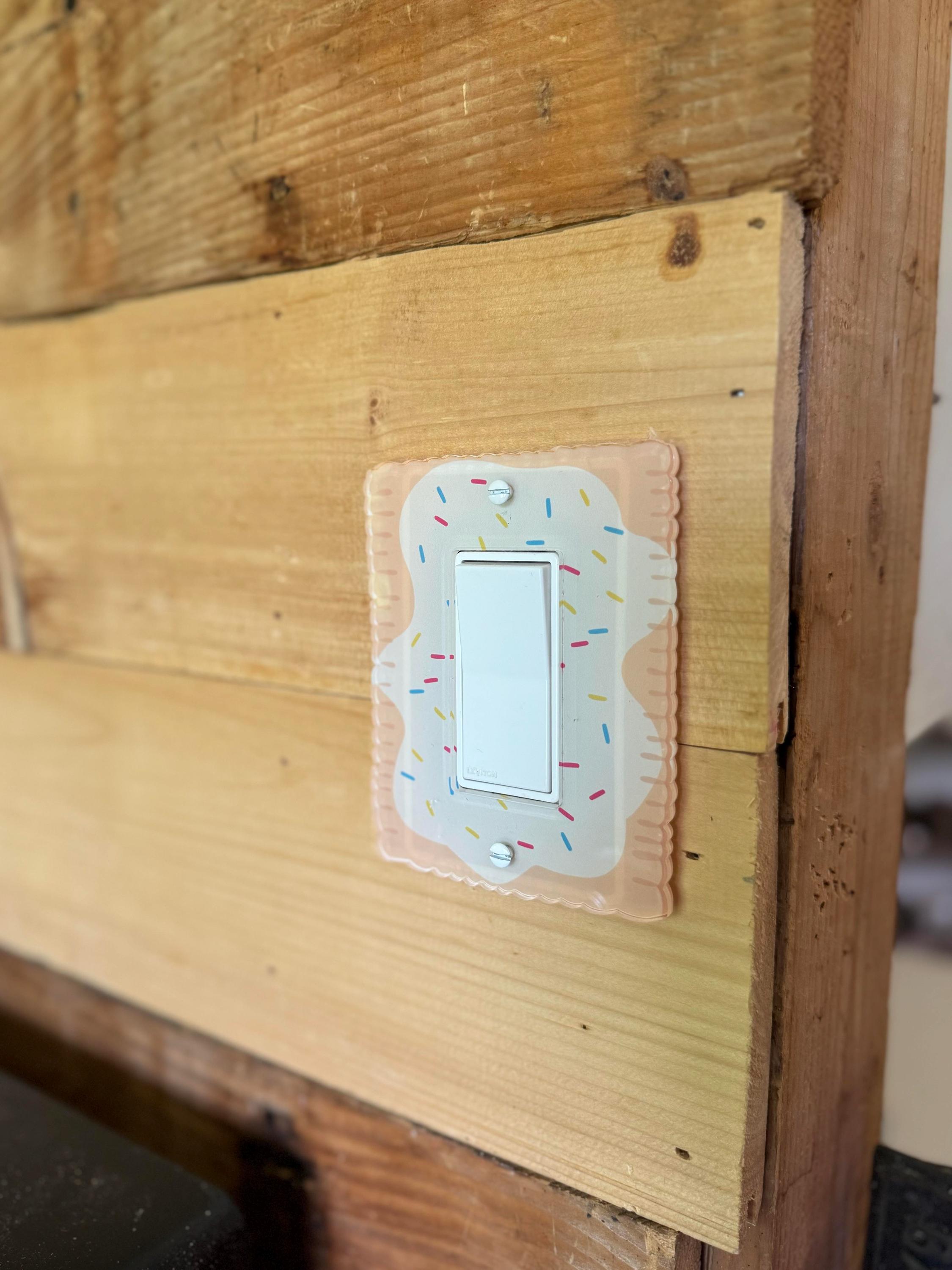 Toaster Breakfast Pastry Light Switch Cover, Laser Cut Acrylic, Home Decor, Single Standard or Rocker Switch option, Renter Friendly