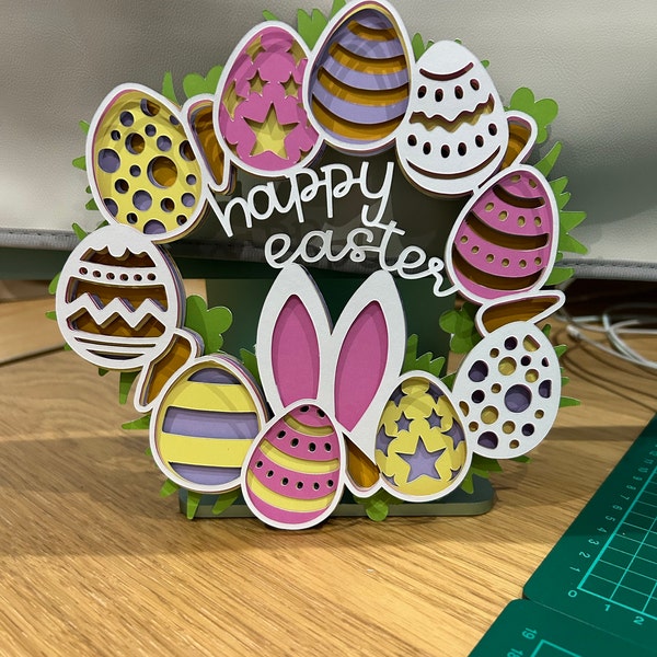 3D Happy Easter Wreath- Mandala Layered Digital Cut File - Etsy
