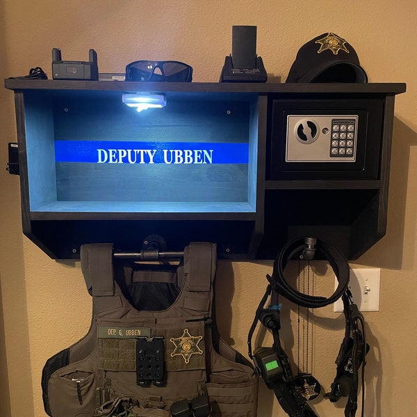 Black With Blue Line Wall Rack - Etsy