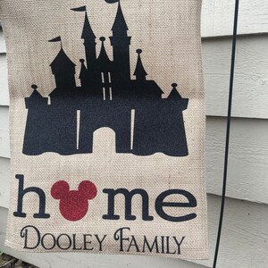 Disney Garden Flag With Family Name, Personalized Disney Flag, Burlap ...