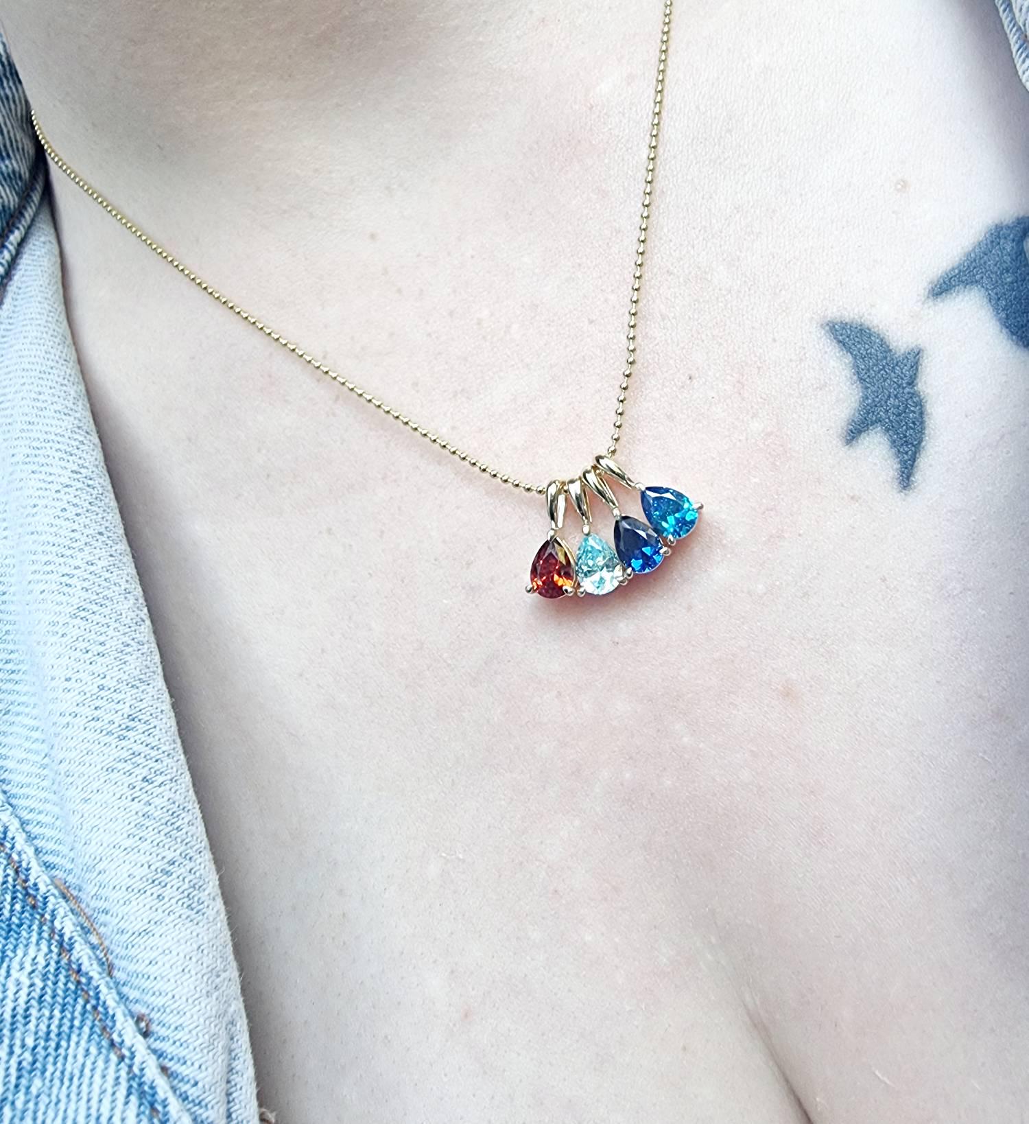Custom Birthstone Necklace, 14K Gold Diamond Necklace, Anniversary Family Gift for Mom, Bridal Gift for Grandma, Mothers Day Gift for Her