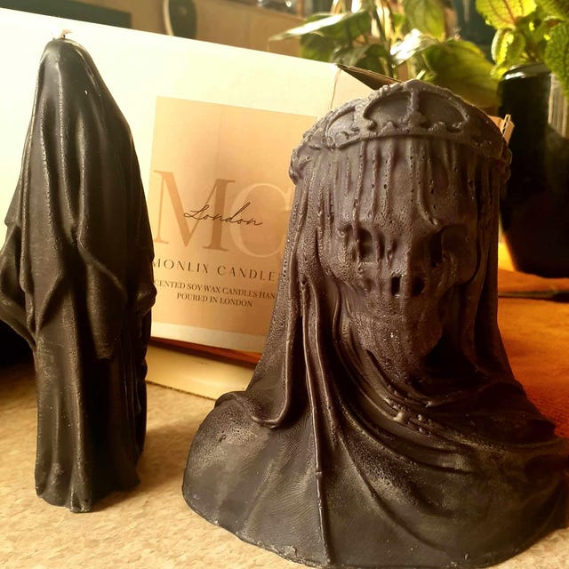 Skull Black Pillar Candle,halloween Candle,skeleton Gothic