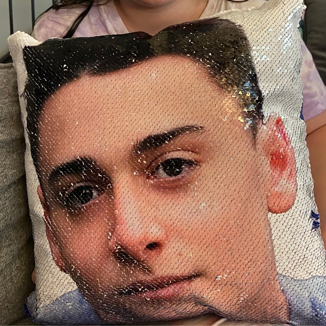 The Rock Meme Face Sequin Pillow Cover Funny the Rock Face -  Sweden