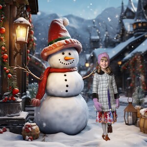 Christmas Snowman Digital Backdrop for Photography. Snowy ...