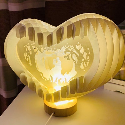 Heart 3D Pop-up Card Light Box PDF, SVG Template Paper Cutting, 3D