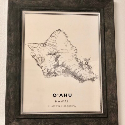 Oahu Map Print, O'ahu Hawaii HI USA Map Art Poster, Honolulu City ...