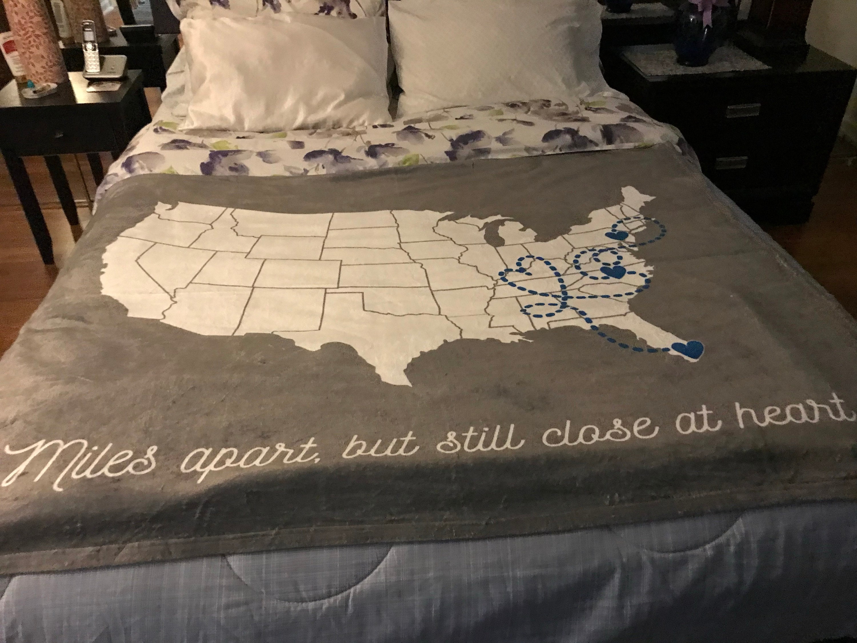 Long Distance Family Gift, Personalized Blanket for Mom, Custom State to State, Multiple States Custom Blanket Family Gift, Christmas Gift