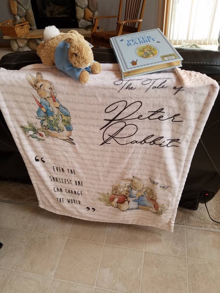 Peter Rabbit Baby Blanket, Peter Rabbit Nursery Baby Gift, Peter Rabbit Baby Shower, Beatrix Potter Minky Blanket, Bunny Rabbit Small Blanky