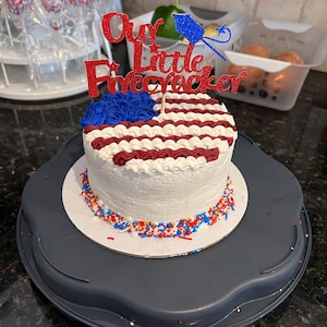 Little Firecracker Cake Topper For 1st Birthday & 4th Of July Parties | Handmade Patriotic Decor For Gender Reveal & Baby Showers