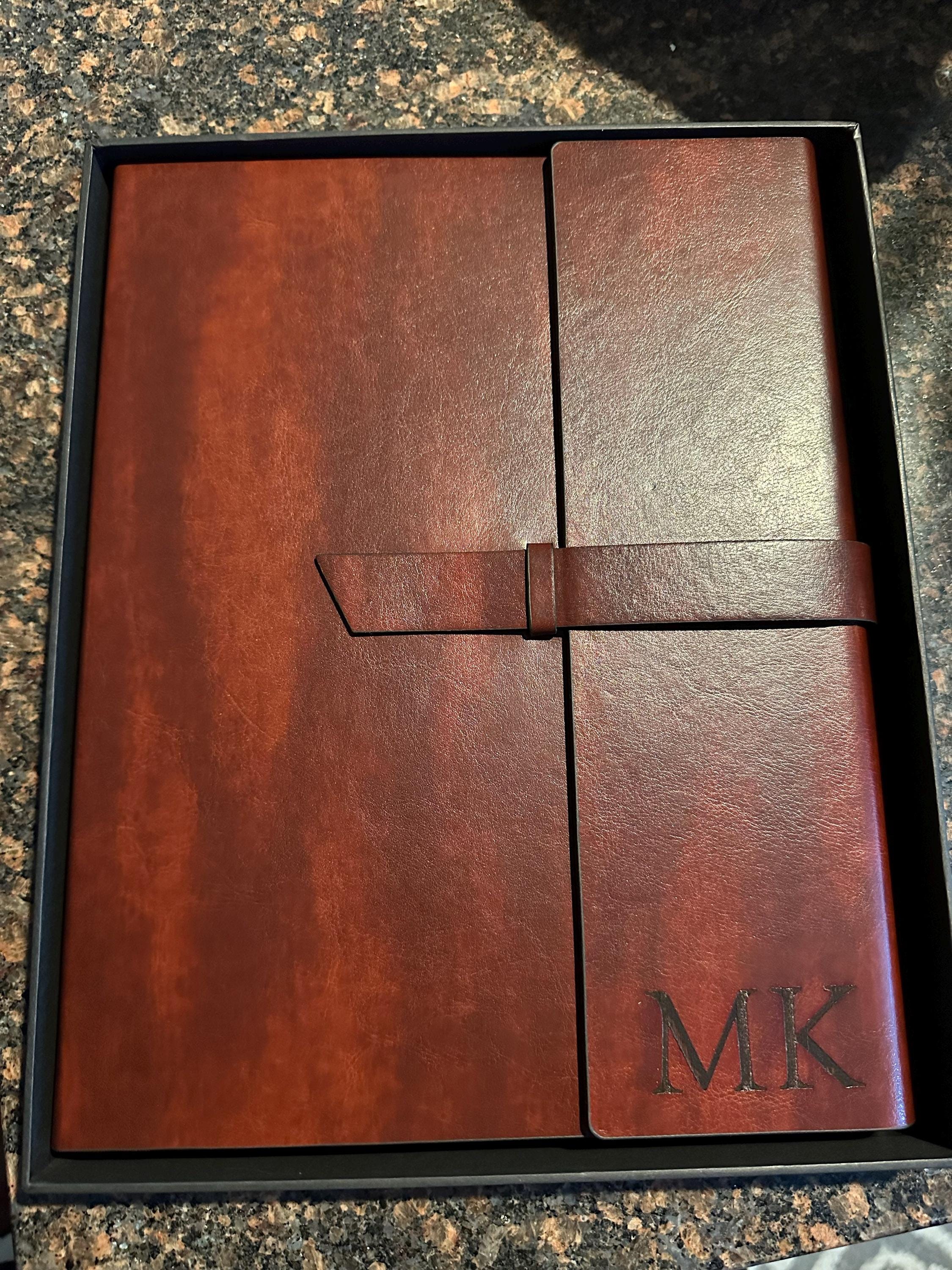 Personalized LEATHER PORTFOLIO Padfolio Notebook Organizer Folder Planner Business Corporate Gifts for Him Dad Men Boyfriend Custom Engraved