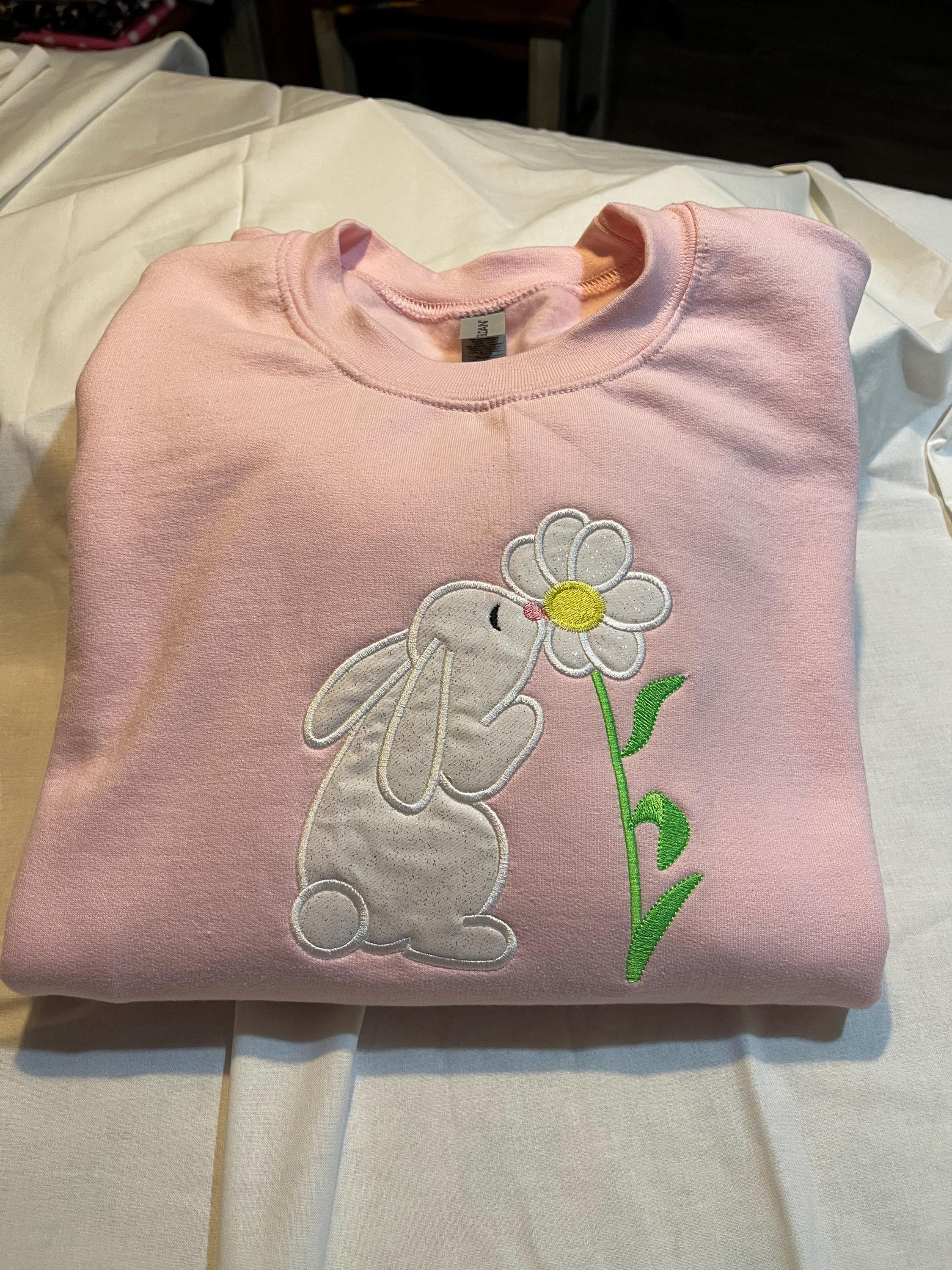 Customer project using Little Easter Bunny with Flower embroidery design