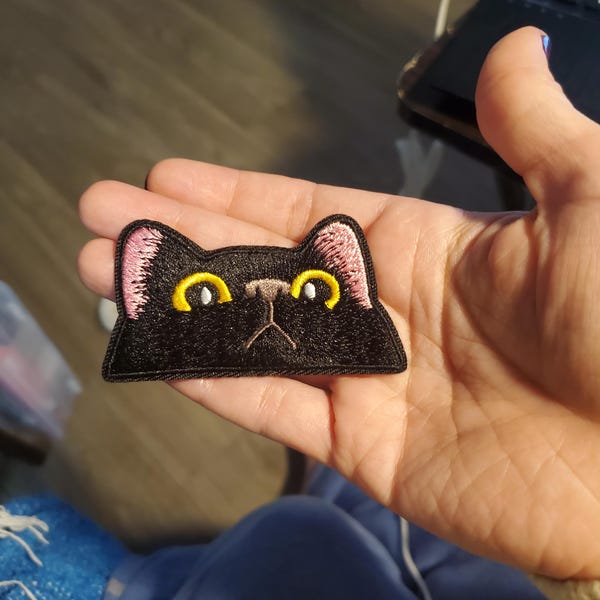 Black Cat Patch, Cute, Iron on Patch, Embroidered Patch, Funny Patch ...