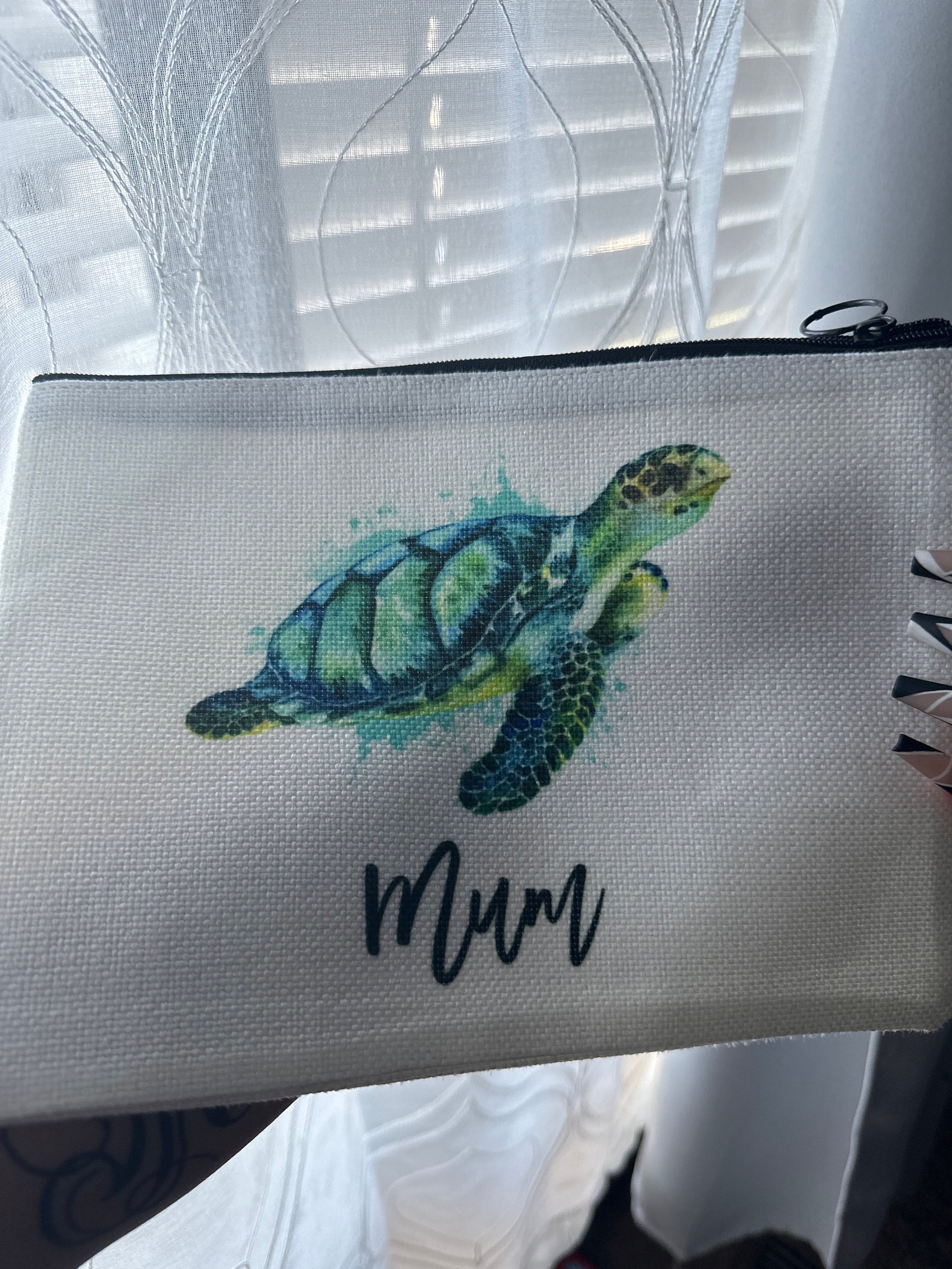Sea Turtle Cosmetic Bag, Personalized Sea Turtle Makeup Bag, Sea Turtle Makeup Organizer, Toiletry Bag, Zipper Pouch, Sea Turtle Gift