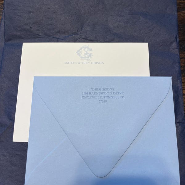 Personalized Note Cards Set, Monogram Stationery for Couples ...