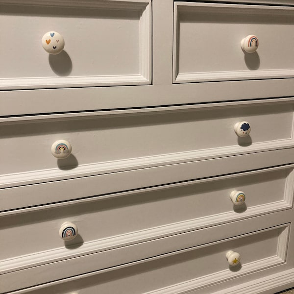 Rainbow Nursery Door Knobs. Handmade Wooden Drawer Knobs With Screws ...