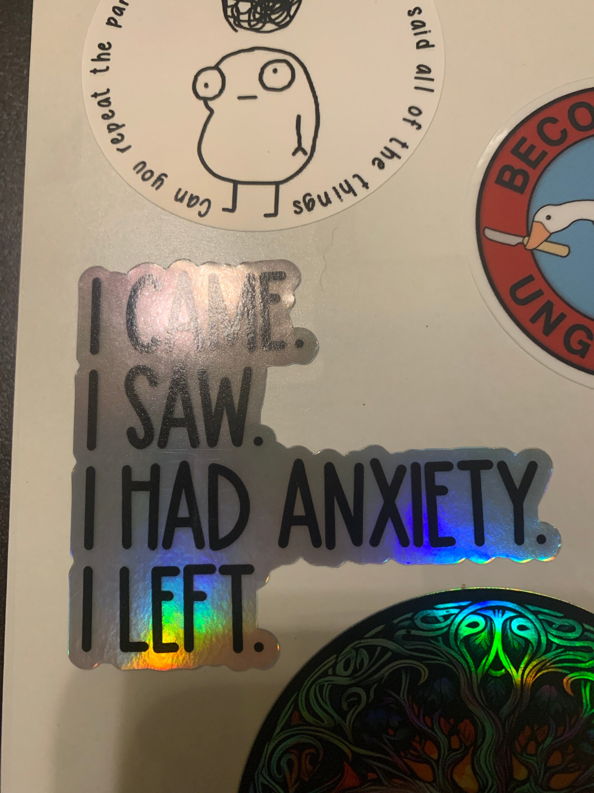 i came i saw i had anxiety i left sticker, funny introvert sticker, funny sticker, laptop decal, anxiety tumbler sticker, anxiety sticker