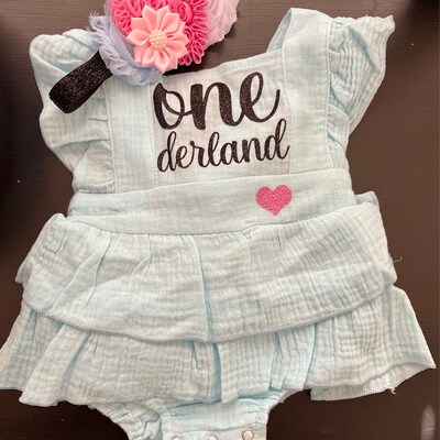Alice ONEderland Romper Set: Tea Party Birthday Outfit, First Birthday