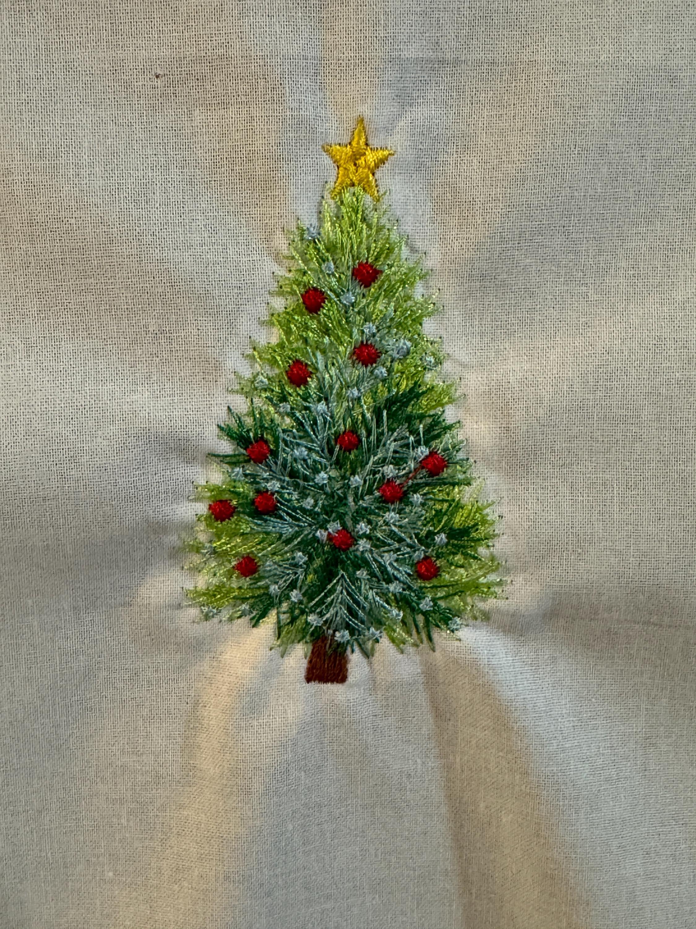 Customer project using Extra Fringed Vintage Classy Christmas Tree embroidery design