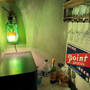Jägermeister Bottle Wall Lamp: Handmade Oak Bar Decor Light - Etsy