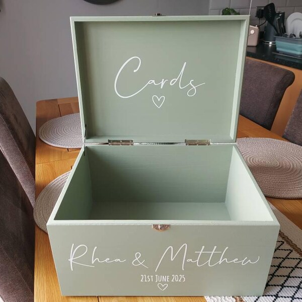 Personalised SAGE Wedding Card Box: Wooden Keepsake Memory Box - Etsy UK