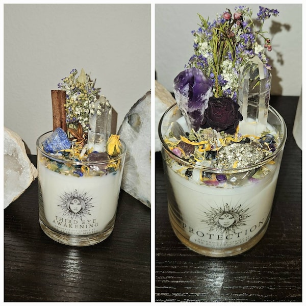 Third Eye Awakening Intention Candle With Crystals Herbs & Flowers- Bay ...