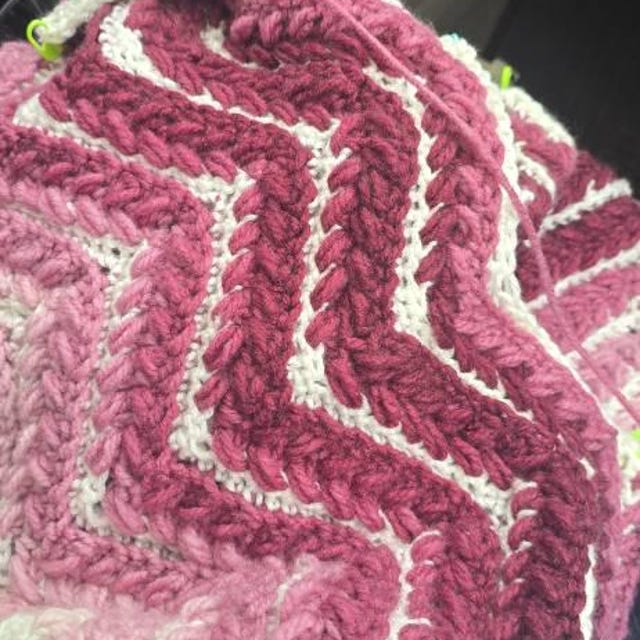 A customer's finished Wheat Stitch Ripple Blanket Crochet Pattern with Video Tutorial