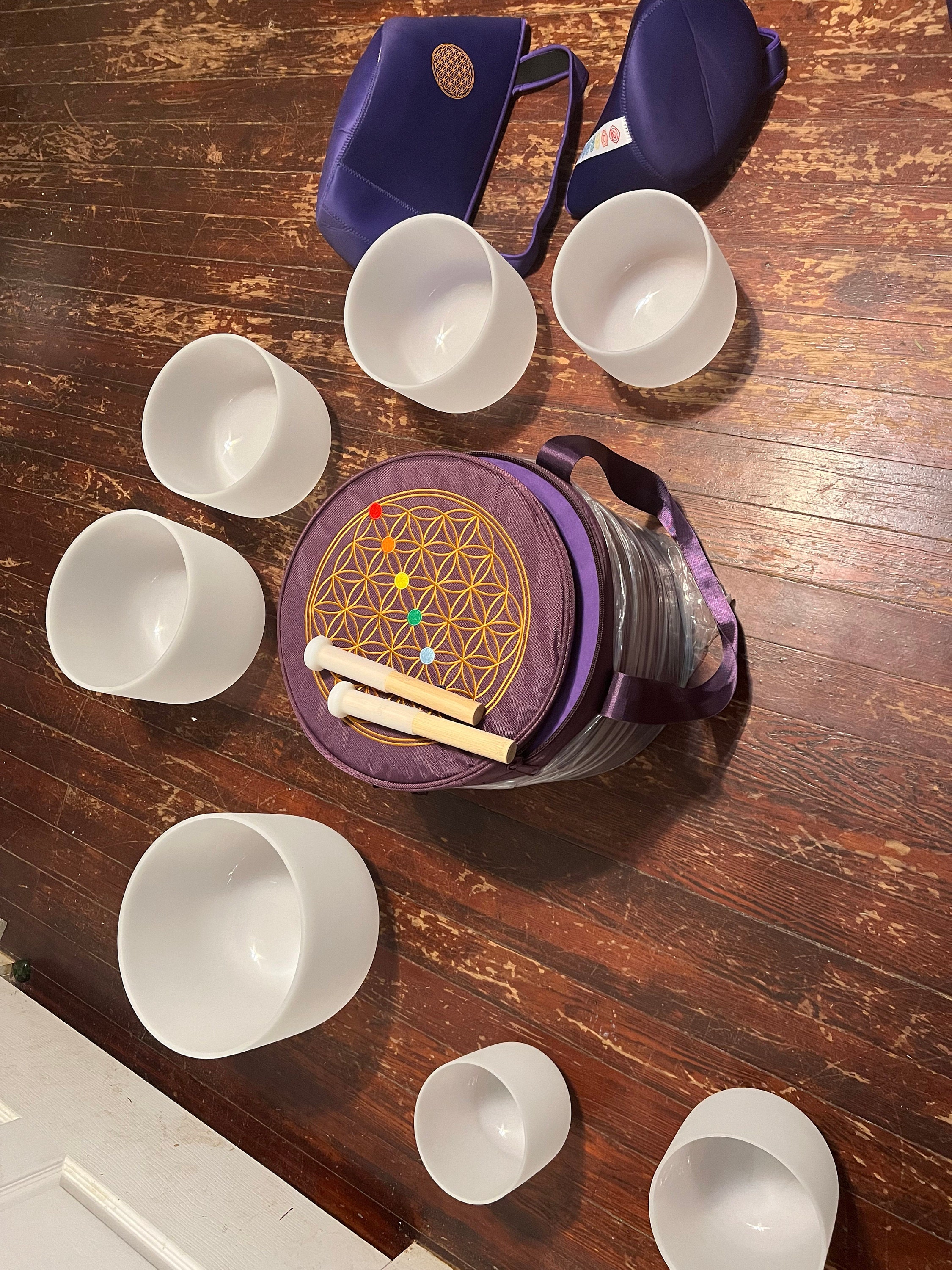 440hz Perfect Pitch Hand Crafted 6-12 Inch Crystal singing bowls set, 6+8+10+12inch set, 7+9+11inch set, 7 chakra