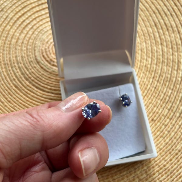 Genuine Purple Tanzanite Lab Diamond Silver Floral Earrings main image 1