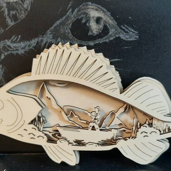 Bass Fishing SVG: 4 Layer Fisherman Scene, Laser Cut File (PDF) - Etsy
