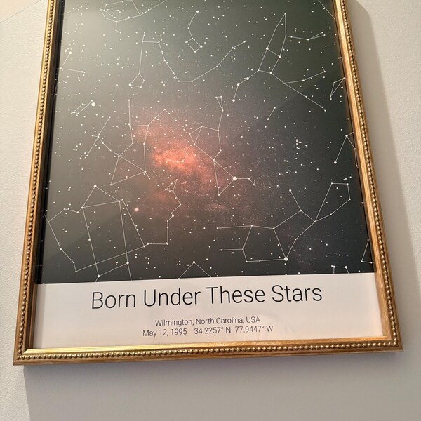 On the Day You Were Born Print- Birthday Star Map- Night Sky Birth Date ...