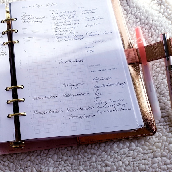 Daily Wellness Planner | A5 Printable Inserts | Day Schedule Planning ...