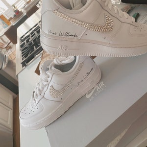 Custom White Nike Air Force 1 With Swarovski Crystals and Name - Etsy
