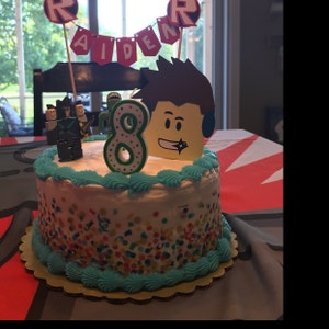 Roblox Cake Topper Roblox Party Supplies Roblox Birthday Roblox Cake Banner Roblox Birthday Decorations Roblox Birthday Banner -