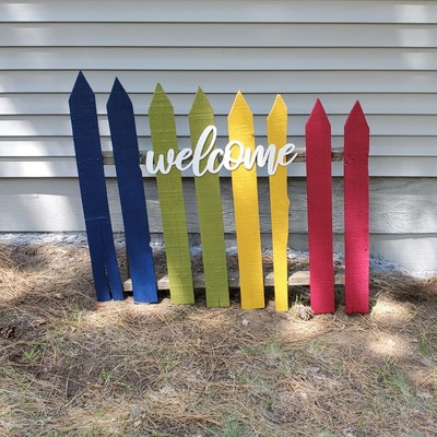 Wooden Welcome Word Cutout Script Welcome Sign Painted - Etsy