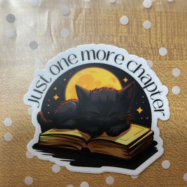 Just One More Chapter Sleepy Kitten Sticker | Bookish Decal | Bookish ...