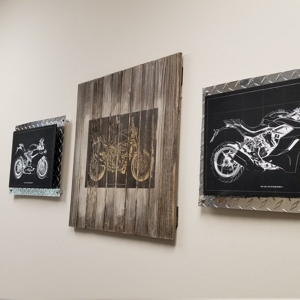 Quadro Harley Davidson Vintage KUSTOM ART - Stampa Su Legno Easy Rider - Foto 2
