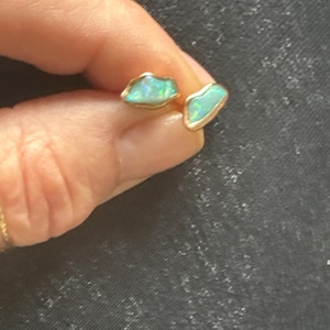Customer photo from Antje, Dainty Raw Australian Opal Stud Earrings