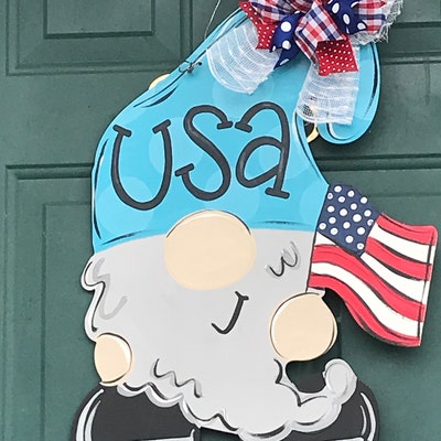 Fourth of July Gnome Door Hanger Patriotic Door Decor - Etsy