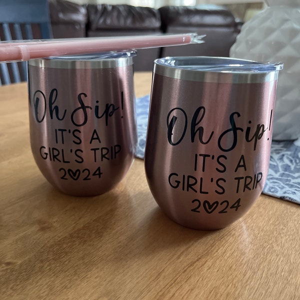 Oh Sip! It's a Girl's Trip Personalized Wine Tumbler - Custom - Girls ...