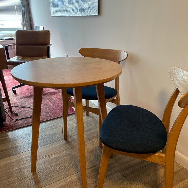 Round Solid Wood White Oak Dining Table Reclaimed Dining Room Large