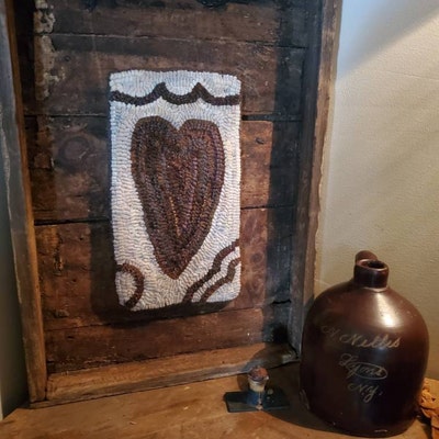 Handmade Primitive Style Hooked Rug Roses in Basket - Etsy