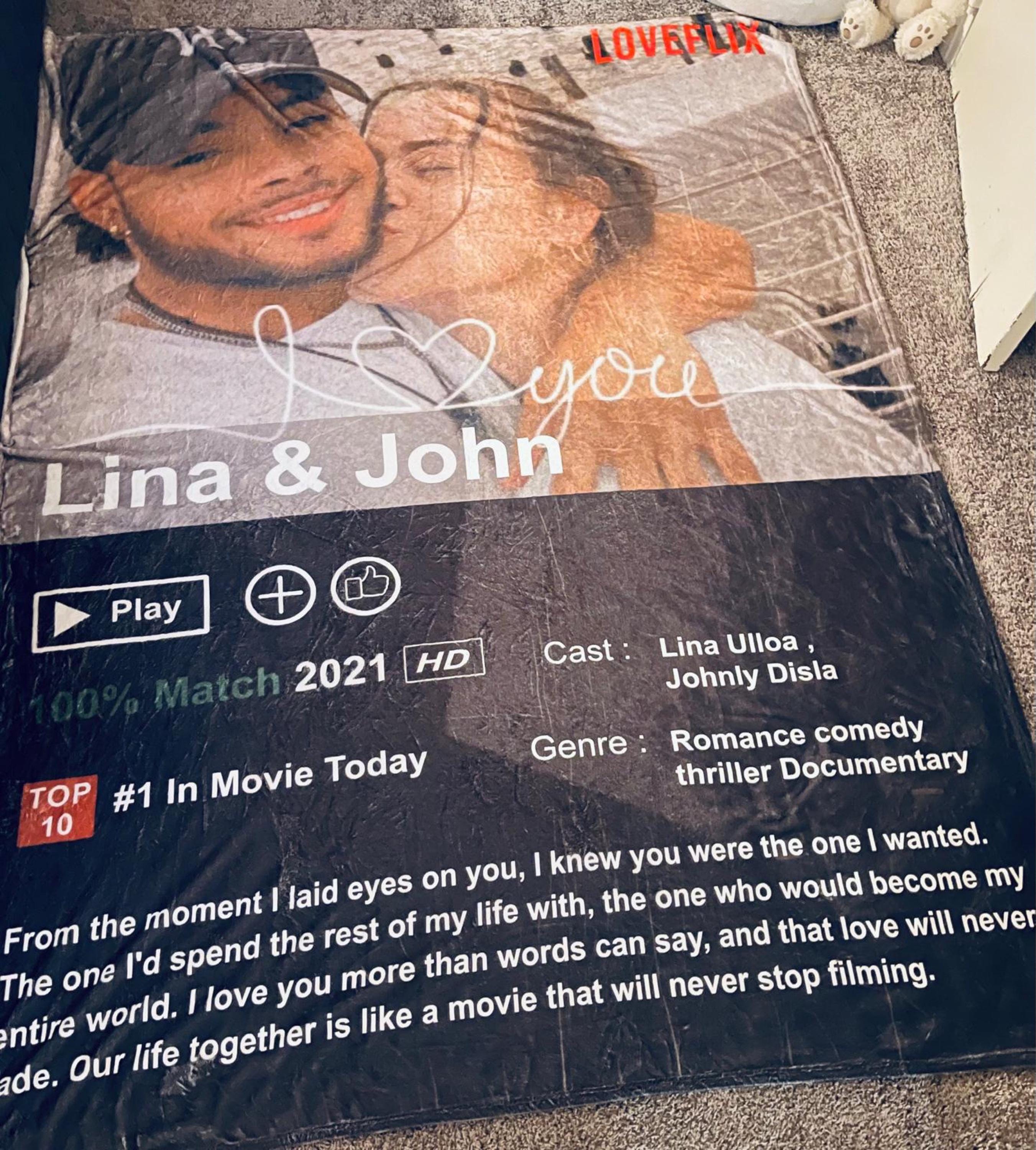 Custom Couples Netflix Movie Blanket, Custom Photo Netflix Movie Poster Blanket, Valentine Gift, Gift for Husband, Gift For Wife