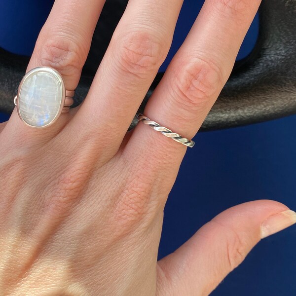 Sterling Silver Stacking Ring Twisted Ring Silver Ring Band Silver ...