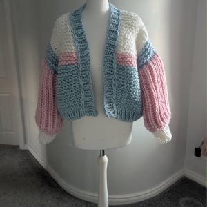Knitting PATTERN- Bishop Sleeve Jacket/bulky Bomber Cardigan/ Hand
