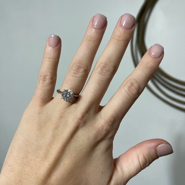 シルバー ダイヤモンドカット ソリティアリング ソリティアリング 4ct ラボダイヤモンドリング 925 スターリング