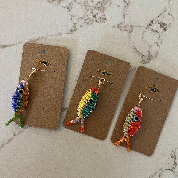 Beaded Fish Keychain and Purse Charm: Customizable - Etsy