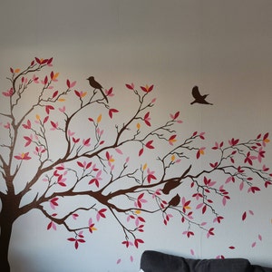 Blowing Tree Wall Decal, Cherry Blossom Tree Wall Decal, Tree Wall Art ...