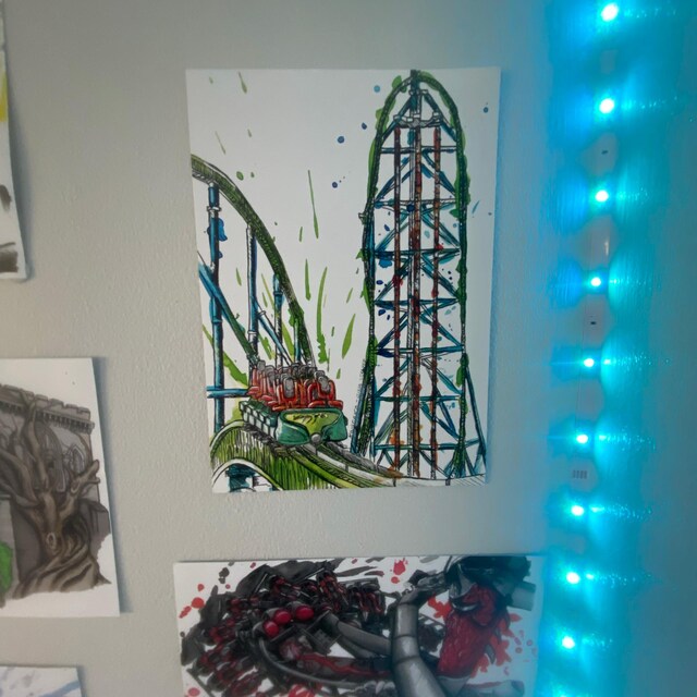 Kingda Ka Inspired Artwork - A5 Rollercoaster Watercolour Print