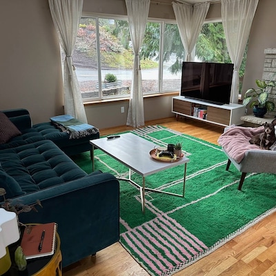 Green Rug Hand Woven Soft Green Rug for Living Room Custom All Sizes ...