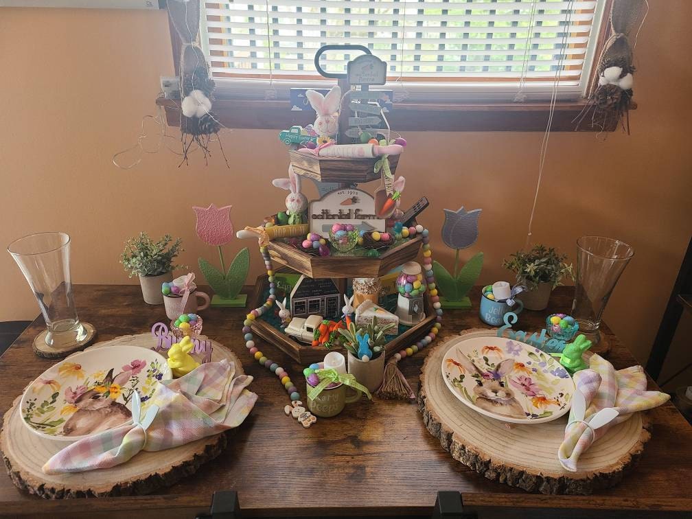 Easter Decor for Tiered Trays | Easter Tiered Tray Decor | Easter Tiered Tray | Easter Table Decor |  Easter Decor Farmhouse | Easter Decor